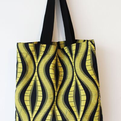 Large African Wax Print Tote Bag, Shopper, Ankara, African Print, African Wax, Tribal, Canvas Bag, Travel Bag, Yellow Bag