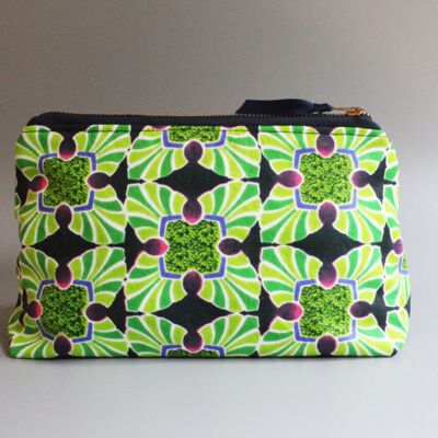 Green Bag, African Print, Makeup Bag, Zipper Pouch, Clutch Bag, Cosmetic Case, Luggage and Travel, Gifts For Her, Wash Bag, Toiletry Bag
