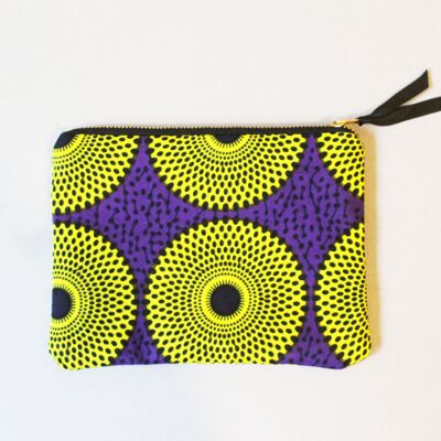 Mini Zipper Pouch, Ankara, Purple Bag, Coin Purse, Tropical, African Wax Print, Clutch, Zipper Pouch, Cloth Clutch