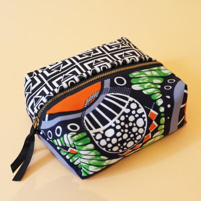 Orange bag, ankara, african fabric, afrocentric, geometric, zipper bag, pouch, cosmetic bag, travel, luggage, makeupbag, pencil case, gifts