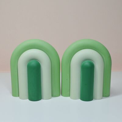 Arch Bookend Pair - Green Ombré