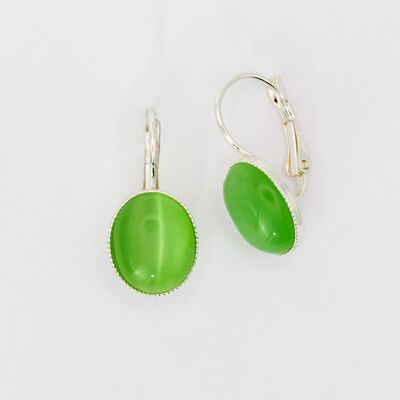 Boucles d'oreilles, plaqué argent, vert clair (320.6.S)
