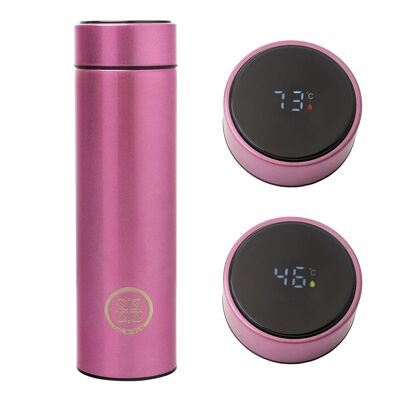 Funk My World Smart Stainless Steel Vacuum Flask - Temperature Display Business Thermoses Cup Custom Water Bottle - Insulated Water Bottle 500ml LED Temperature Display Smart Water Cup (Pink)