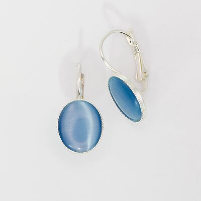 Boucles d'oreilles, plaqué argent, bleu clair (320.13.S)