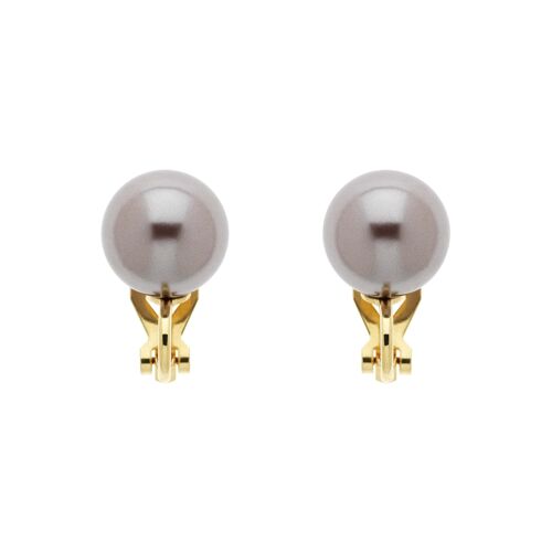 Bronze Pearl Stud clip on Earrings