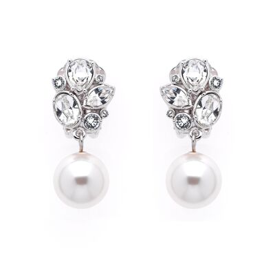 Crystal Cluster and Pearl clip on Earrings