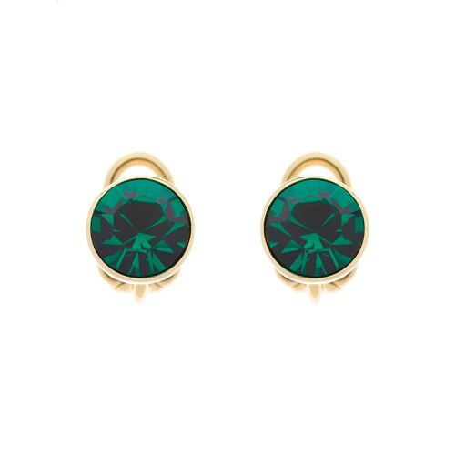 Emerald Crystal stud clip on Earrings