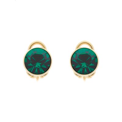 Emerald Crystal stud clip on Earrings