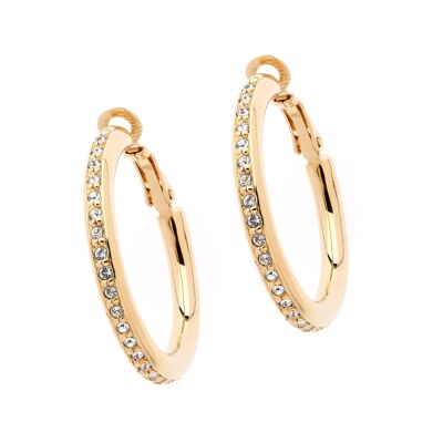 Gold and Crystal Hoop clip on Earrings