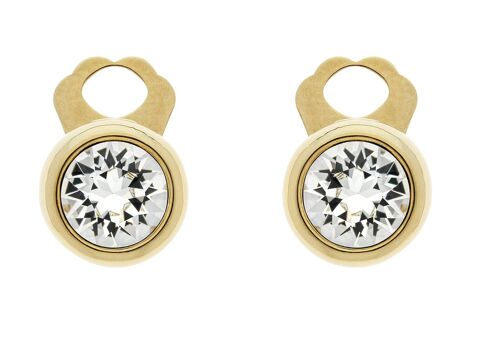 Gold and Crystal Stud clip on Earrings