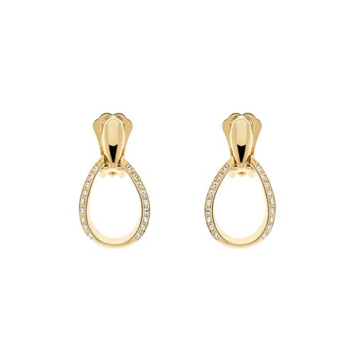 Gold and Crystal Teardrop clip on Earrings, 1