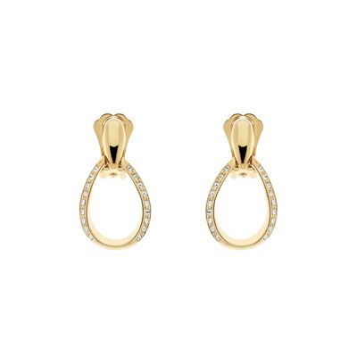Gold and Crystal Teardrop clip on Earrings, 1