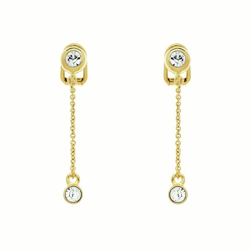 Gold Chain and Crystal clip on Earrings