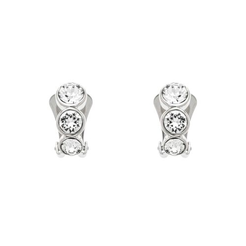 Platinum and Crystal Triple Crystal clip on Earrings