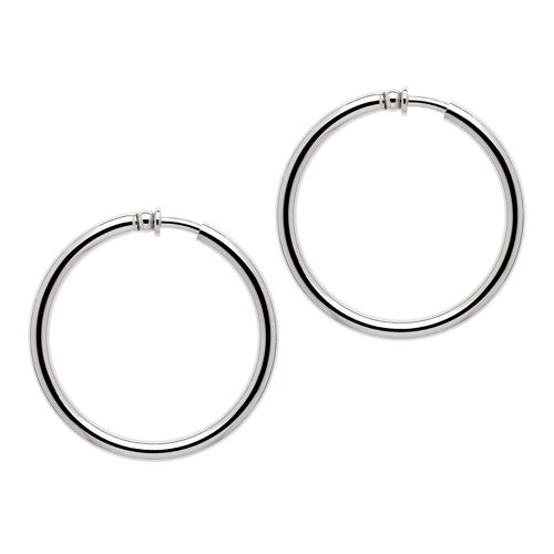 Platinum Large Hoop clip on Earrings