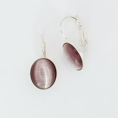 Earrings, silver plated, light amethyst (320.16.S)