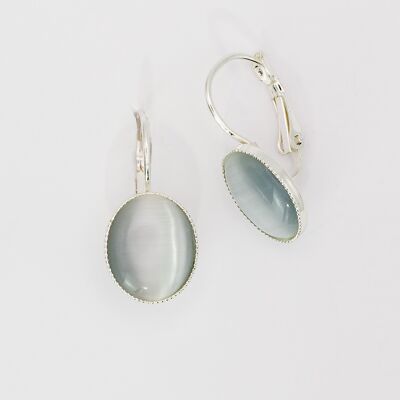 Earrings, silver plated, light gray (320.17.S)