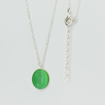 Necklace, silver plated, light green (K320.6.S)