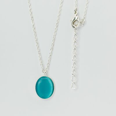 Necklace, silver plated, turquoise (K320.3.S)