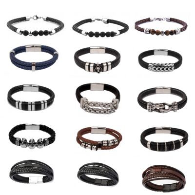 Leather bracelet | stainless steel | stainless steel bracelet | 40 pieces
