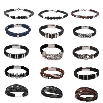 Bracelet en cuir | acier inoxydable | bracelet en acier inoxydable | 40 pièces
