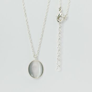 Collier, plaqué argent, gris clair (K320.17.S)