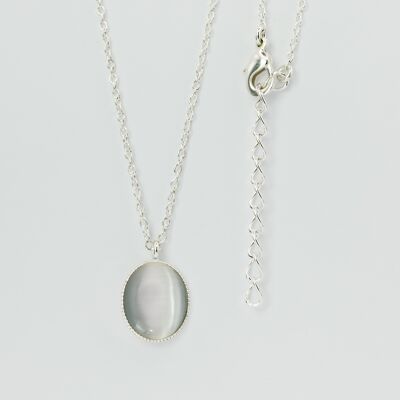 Necklace, silver plated, light gray (K320.17.S)