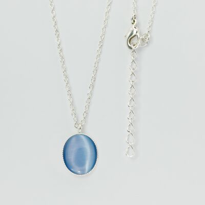 Necklace, silver plated, light blue (K320.13.S)