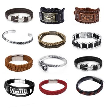 Ensemble de bracelets en acier inoxydable | acier inoxydable | cuir | 25 pièces | VENDRE