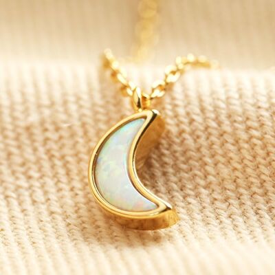 Opal Moon Necklace in Gold