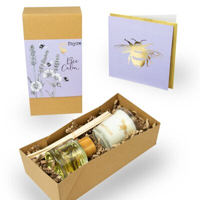 Bee Calm Juego de regalo de fragancia para el hogar de lavanda y geranio