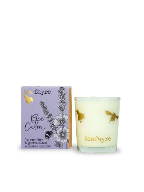 Bee Calm Lavender & Geranium Small Scented Candle