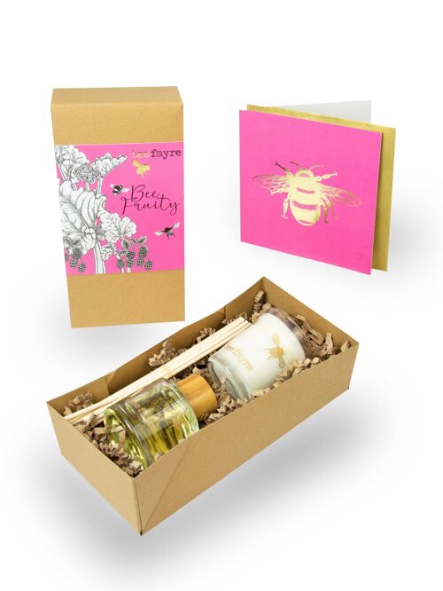 Bee Fruity Rhubarb & Raspberry Home Fragrance Gift Set