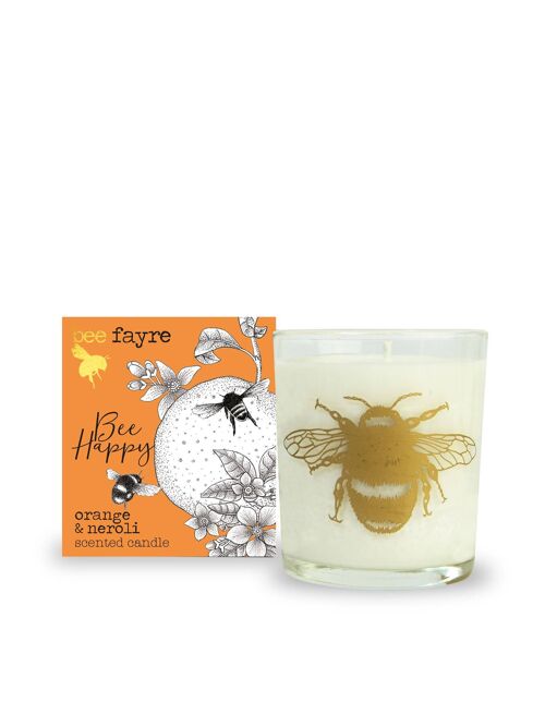 Bee Happy Orange & Neroili Large Scented Candle