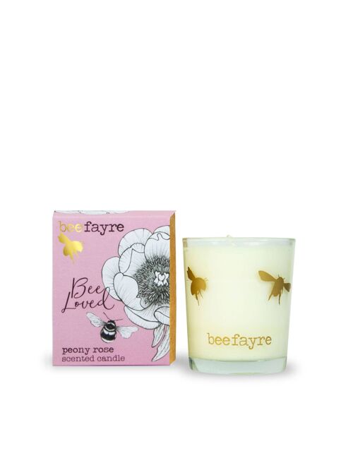 Bee Loved Peony Rose Small Scented Candle
