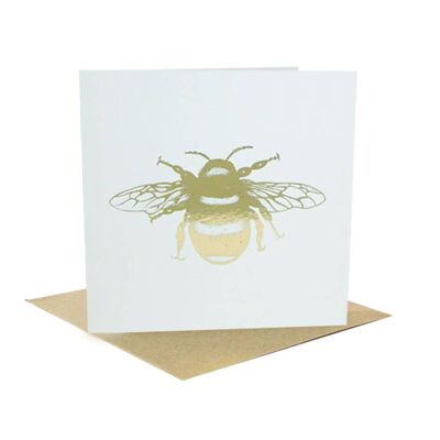 Cartolina d'auguri d'ape laminata d'oro del giglio di miele dolce dell'ape