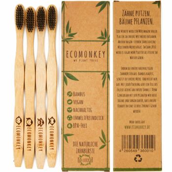 Paquet de 4 brosses à dents en bambou durables 1