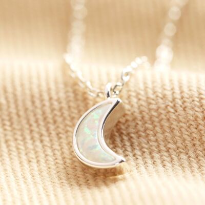 Opal-Mond-Halskette in Silber