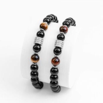 Bracelets en pierres naturelles | marron/rouge Oeil 1