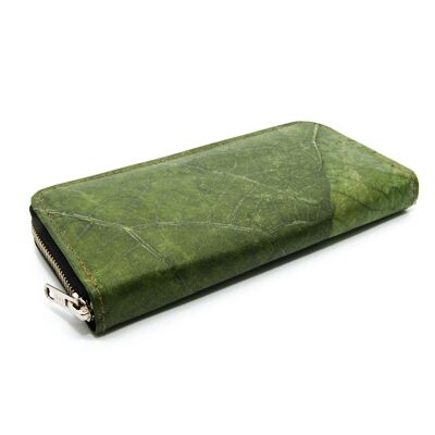 Wallet with coin compartment and many compartments, large, women, green
