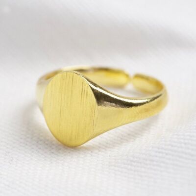 Adjustable Oval Signet Ring in Gold