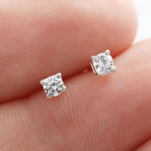 Sterling silver diamante round stud earring