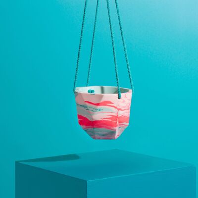 Medium Geometrical Hanging Planter in Mint & Teal