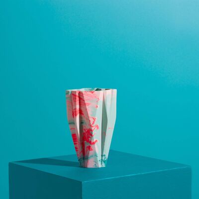 Small Deco Vase, Marbled in Mint & Turquoise