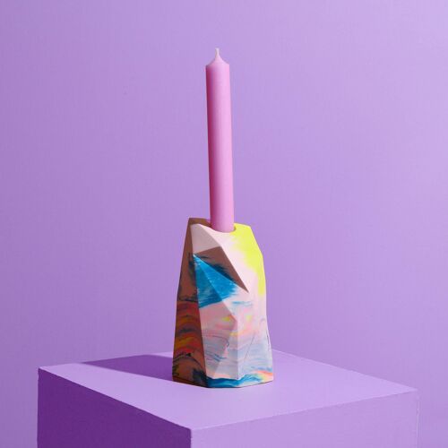 Tall Candle Holder in Coral & Lilac (incl Candle)