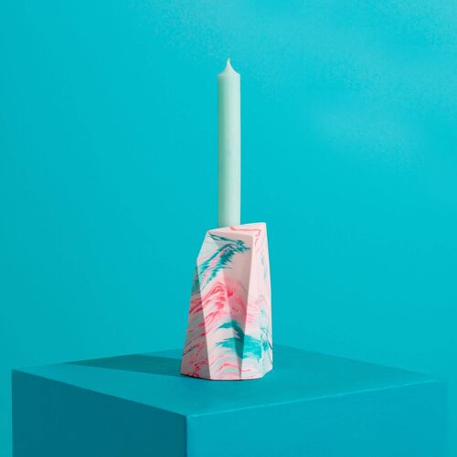 Tall Candle Holder in Mint & Teal (incl Candle)