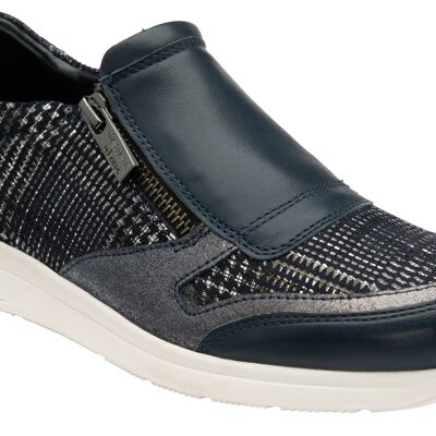 SELINA - Navy/Check Leather
