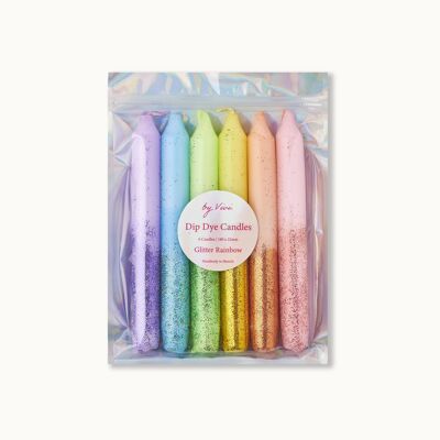 Dip Dye Candle Set: Glitter Rainbow Edition