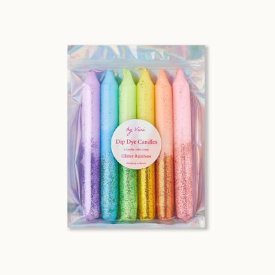 Dip Dye Kerzen Set: Glitter Rainbow Edition