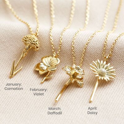 März-Narzissen-Geburtsblumen-Halskette in Gold